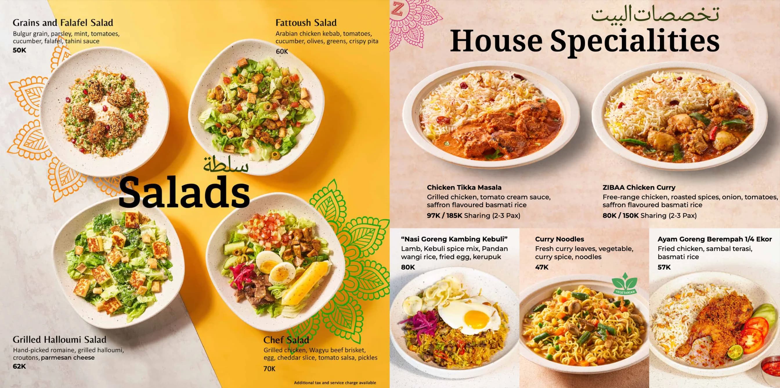 Menu Salads and House Specialities
